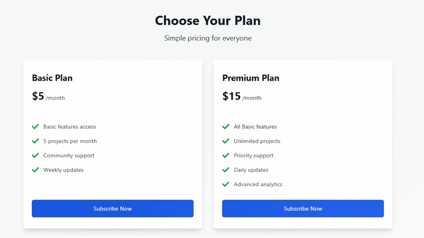 Simple Stripe Subscription Integration